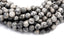 FACETED Picasso Stone, Gray 8mm round -15 inch strand