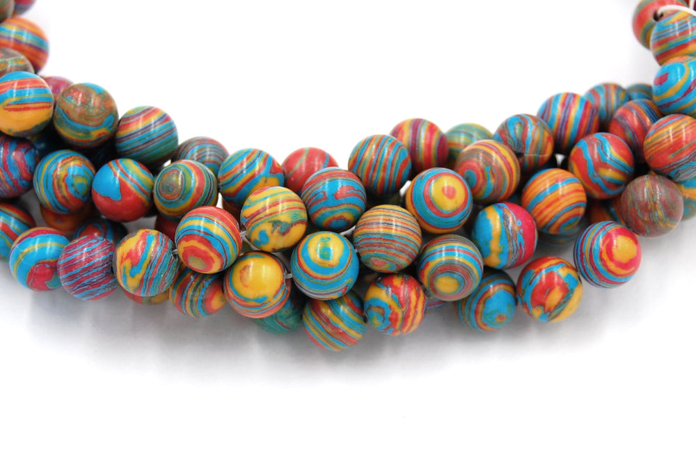Synthetic Malachite Beads Strands, Dyed, Round, multicolor, 4mm,6mm,8mm, 14.5 inch strand