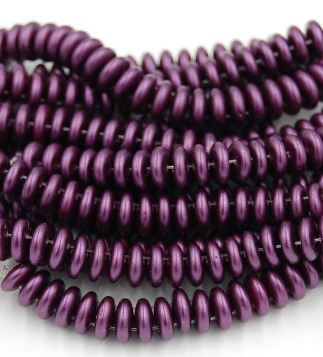 6mm Czech Glass Metallic Plum Rondelle Bead  -25 Main Image