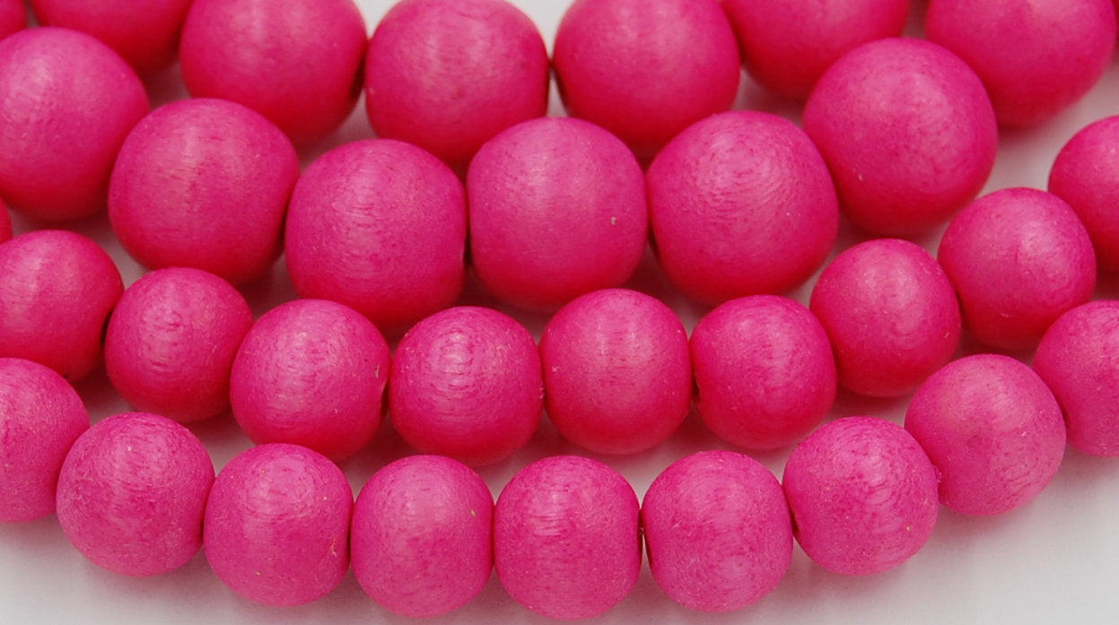 Azalea Pink Beads 6mm 8mm 10mm Wood beads -16 inch strand
