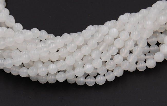 White Moonstone Natural Beads Strands, Round, 4mm -15.75 inch strand Hover Image