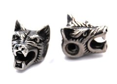 304 Stainless Steel Beads, Wolf Head, Antique Silver Size: about 11mm wide, 14mm long, 11mm thick -1pc