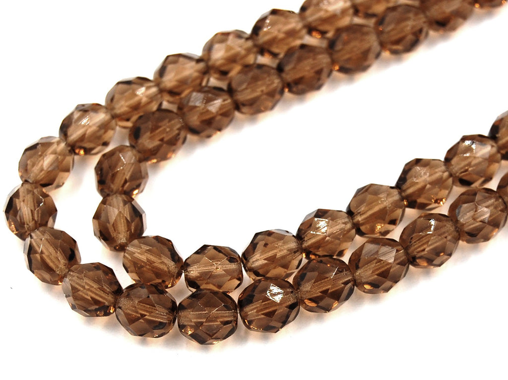 8mm Colorado Lt. Topaz Czech Glass Faceted Bead  -25 czech beads