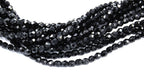 4mm Jet Black Czech Glass Beads   - 50