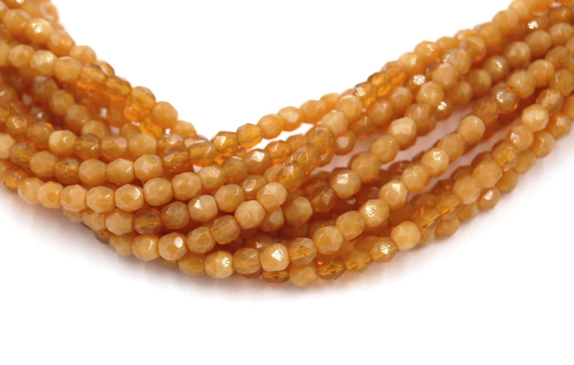 Milky Topaz Glass Faceted Bead 4mm Round - 50 Pc