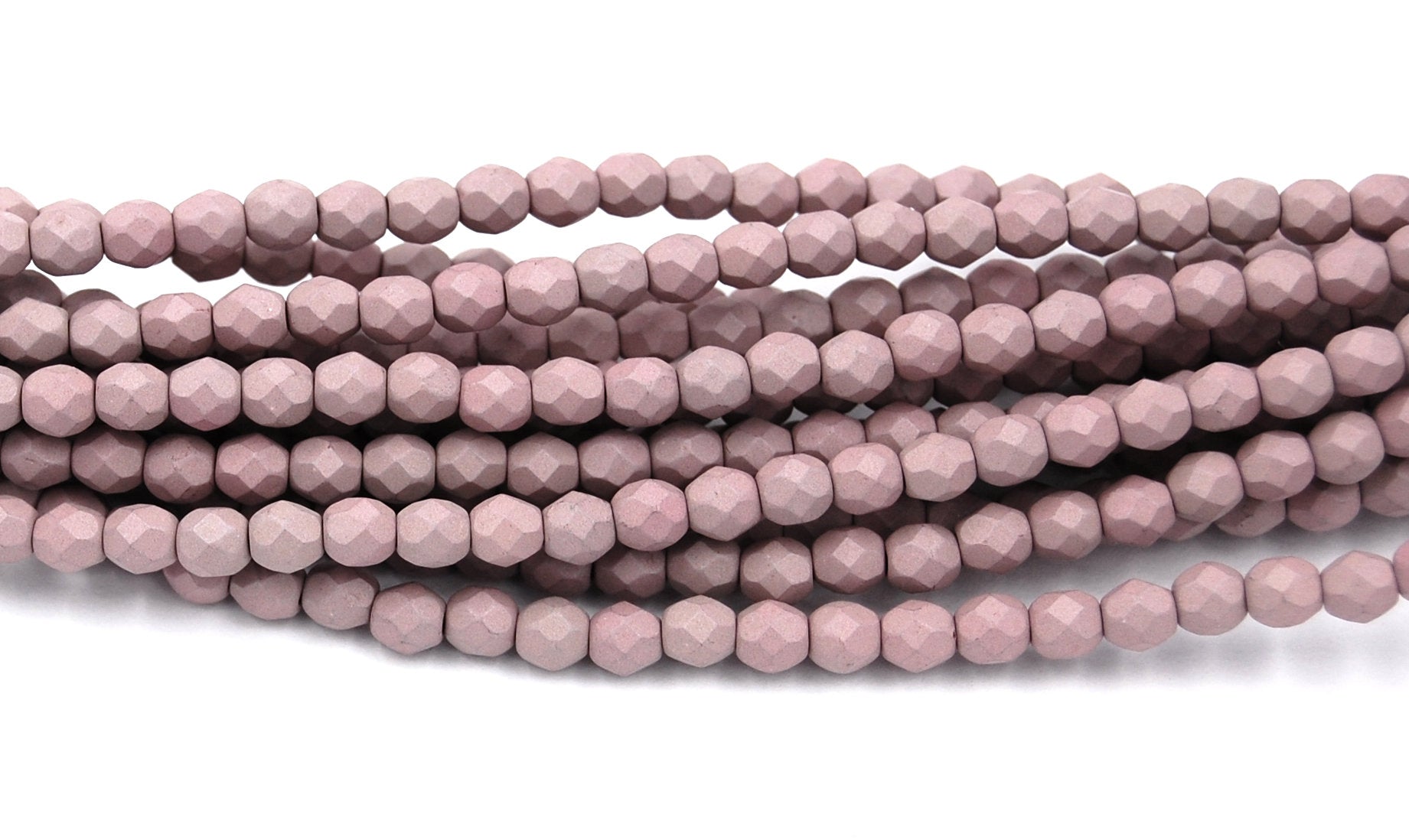 Opaque Saturated Mushroom Czech Glass Faceted Bead 4mm Round - 50 Pc