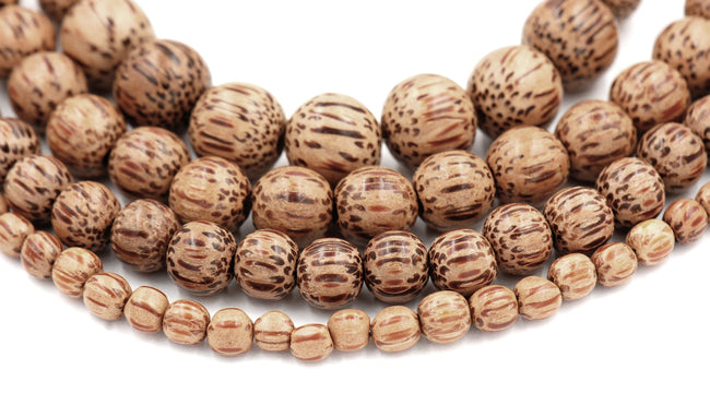 Palmwood Beads 4mm, 6mm, 8mm, 10mm Brown natural wood beads -15.5 inch strand Main Image
