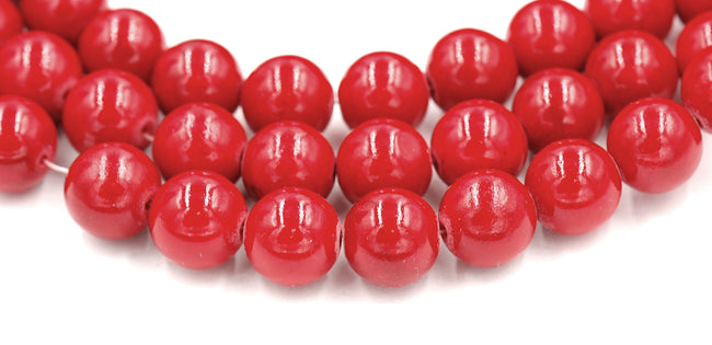 Red Jade, 4mm, 6mm, 8mm, 10mm, 12mm Jade Round Beads in Opaque Finish -15 inch strand Hover Image