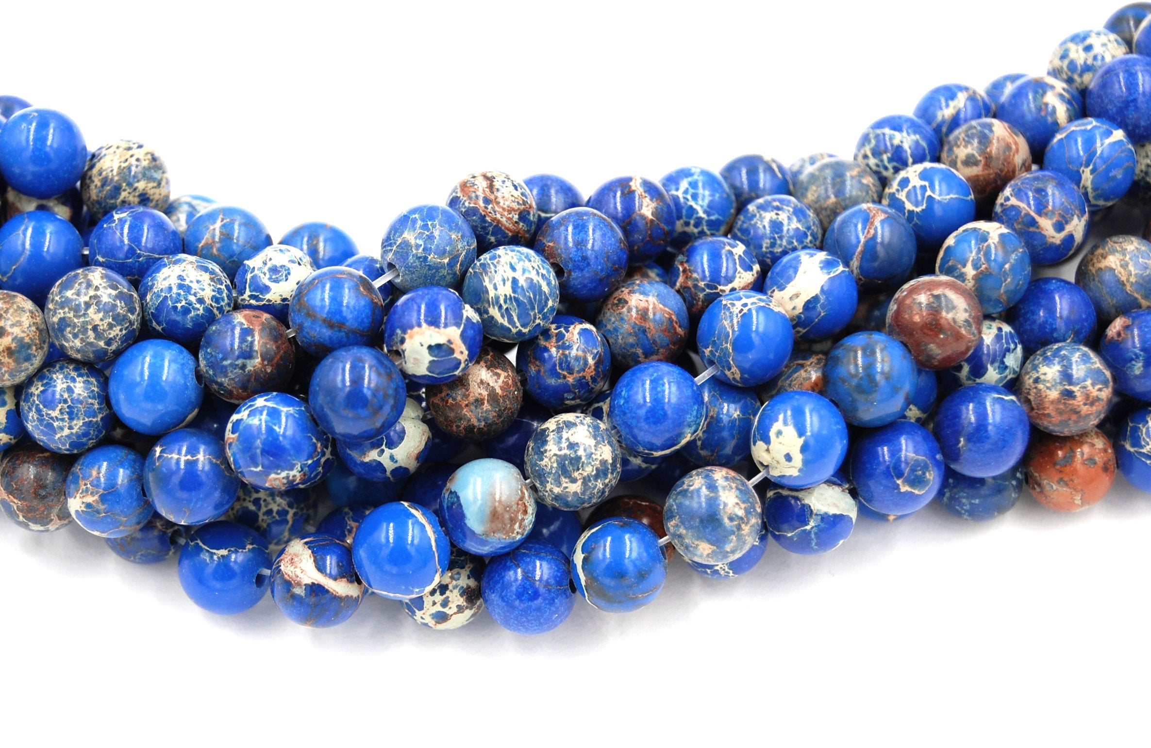 Royal Blue Impression Jasper Beads 8mm round -15.5 beads