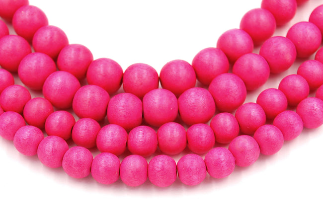 Azalea Pink Beads 6mm 8mm 10mm Wood beads -16 inch strand Hover Image