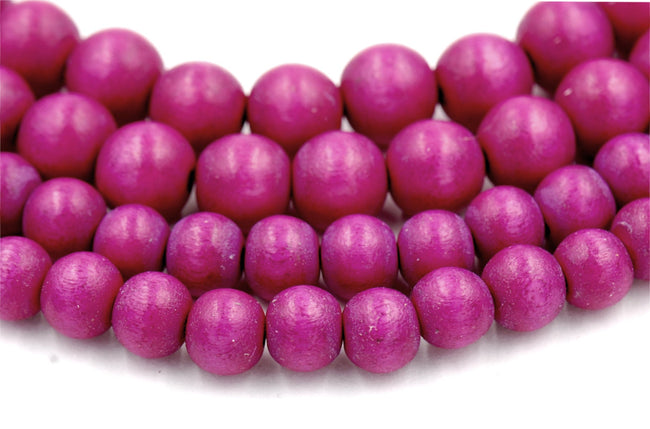 Twilight Magenta Beads 6mm 8mm 10mm Wood beads -16 inch strand Hover Image