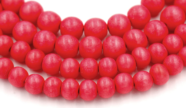 Red Day Lilly Beads 8mm 10mm 12mm 15mm Red/Orange Wood beads -16 inch strand Hover Image
