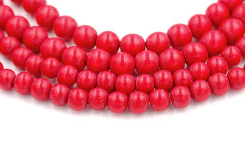 Ruby Red Beads 8mm 10mm 12mm 15mm Red Wood beads -16 inch strand