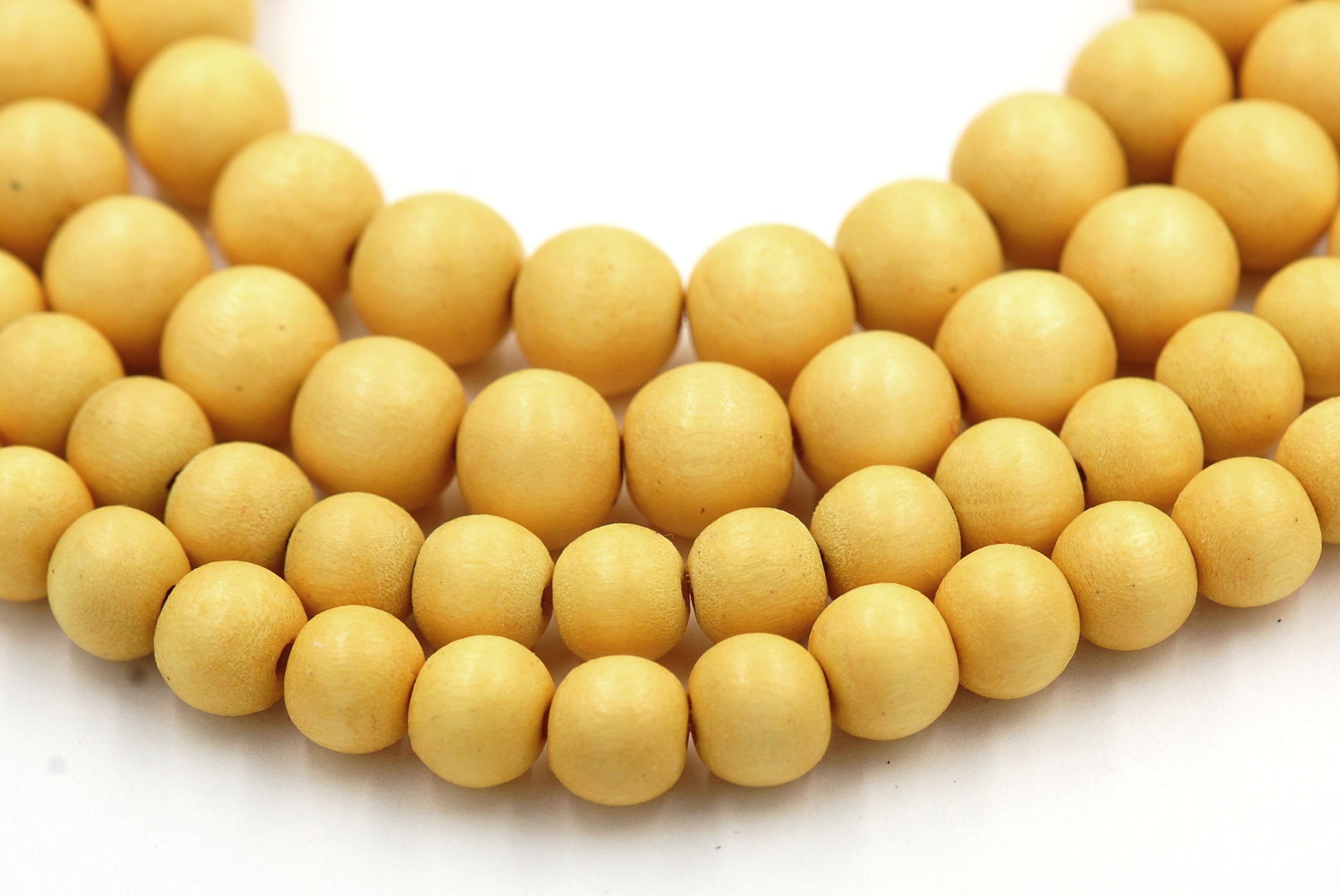 Dalila Yellow Beads 6mm 8mm 10mm Boho Yellow Wood beads -16 inch strand