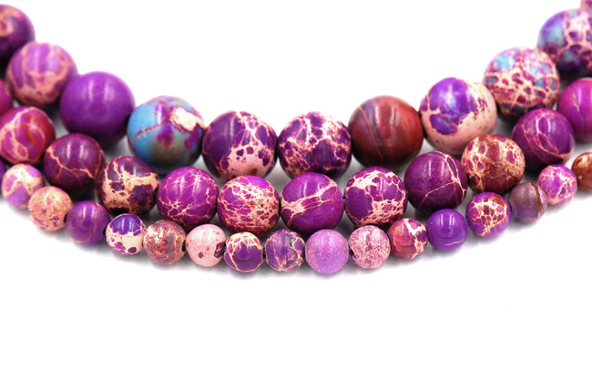 Red Violet Impression Jasper 4mm, 6mm, 8mm, 10mm, 12mm Round Beads  -15 strand Hover Image