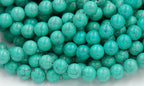 4mm, 6mm, 8mm Golden Matrix Turquoise Green Resin Round Beads -15.5 inch strand