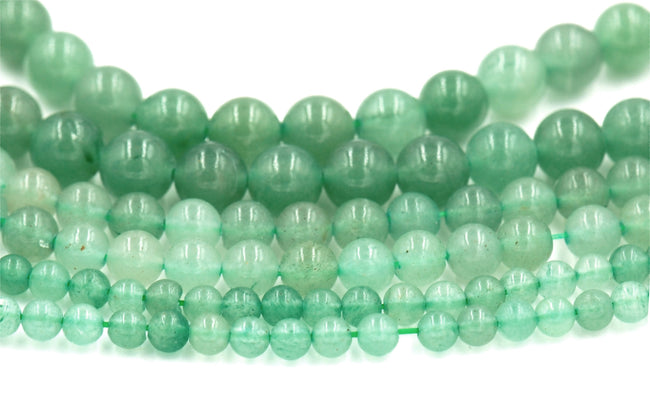 Green Aventurine 4mm 6mm 8mm 10mm shiny round - 15 inch strand Hover Image