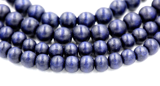 Midnight Navy Blue Beads 6mm 8mm 10mm Wood beads -16 inch strand Main Image