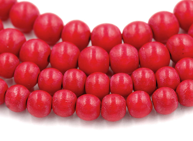 Ruby Red Beads 8mm 10mm 12mm 15mm Red Wood beads -16 inch strand Main Image