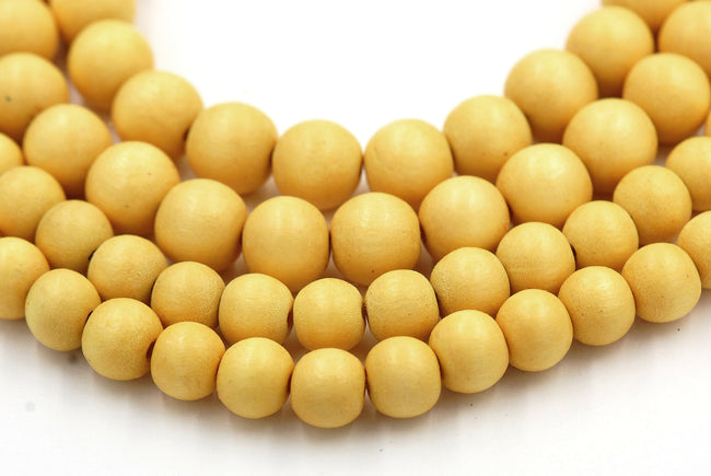 Dalila Yellow Beads 6mm 8mm 10mm and 8x5mm Rondelle Yellow Wood beads -16 inch strand Main Image