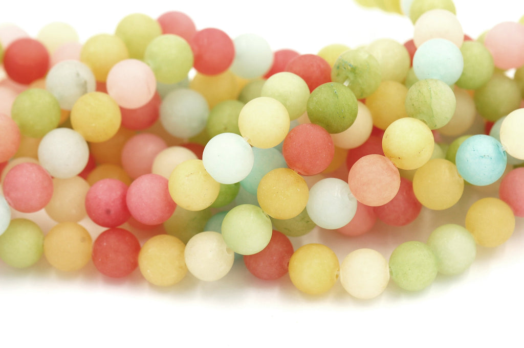 8mm Matte Multi &quot;Jade&quot; Round Beads -15 inch strand