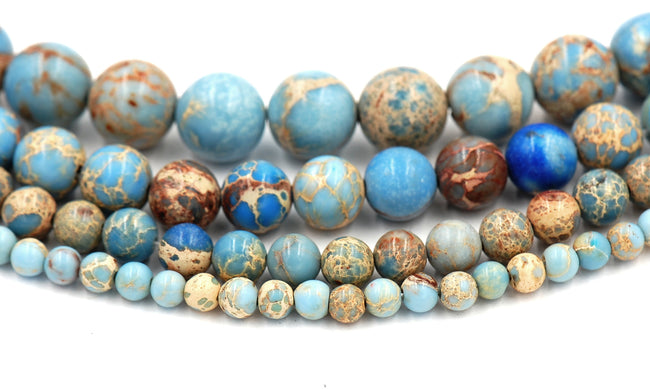 Sky Blue Impression Jasper Beads 4mm 6mm 8mm 10mm round -15.5 beads Main Image