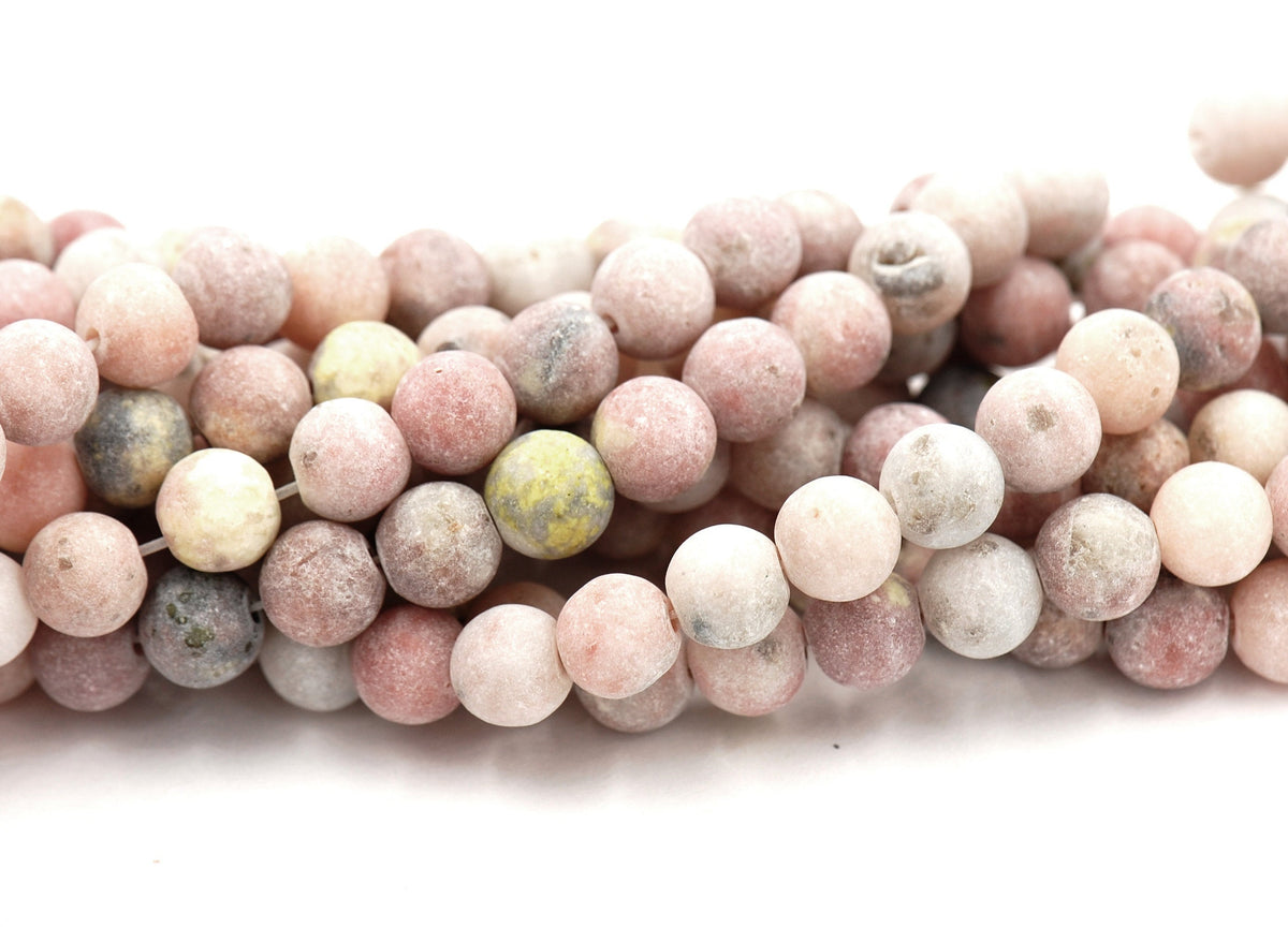 8mm Marble and Sesame Jasper Beads Strands, Frosted  -15.5 inch strand