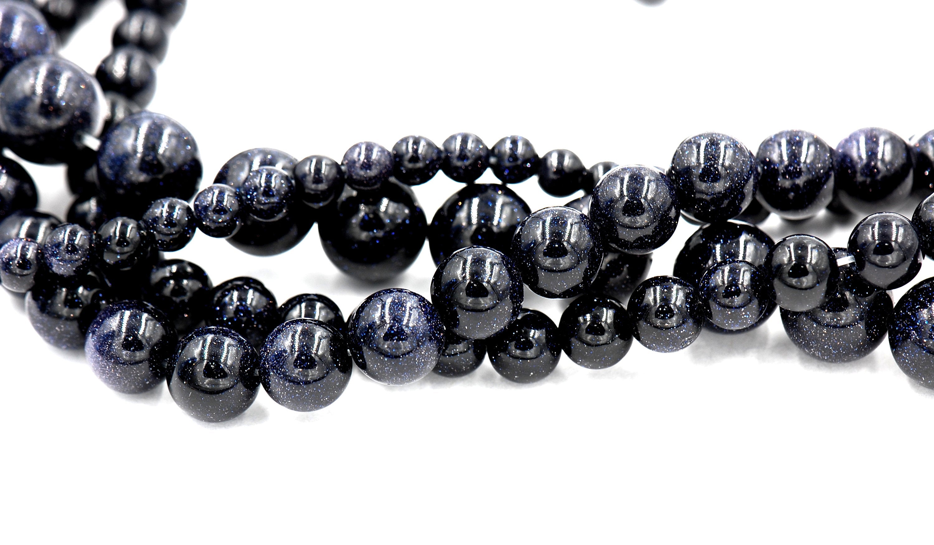 Blue Goldstone Beads 4mm 6mm 8mm 10mm 12mm, Full 15.5&quot; Strand, Blue Sandstone