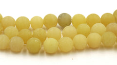 8mm Matte Lemon Jade, frosted yellow jade - 15 inch strand