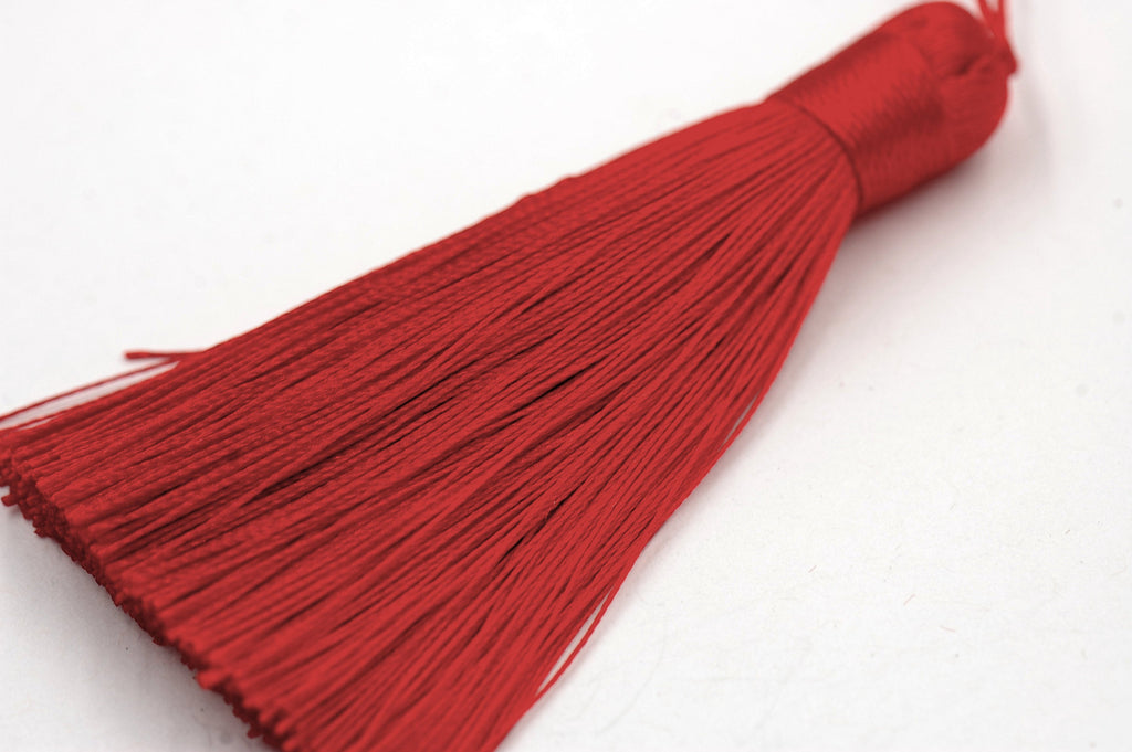 Red Tassel - 3&quot; Long Nylon Jewelry Tassel - 2pc