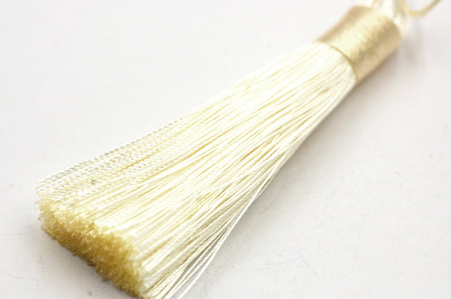 Lemon Cream Tassel - 3" Long Nylon Jewelry Tassel - 2pc Main Image