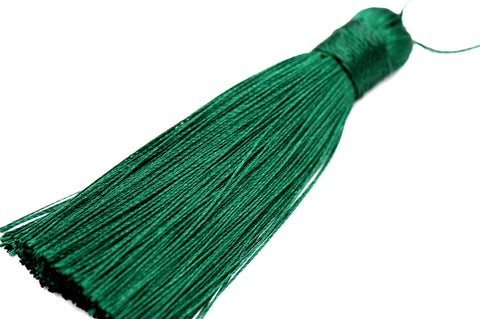 Green Tassel - 3&quot; Long Nylon Jewelry Tassel - 2pc