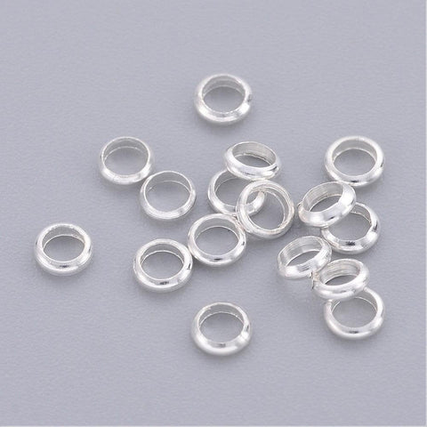Brass Spacer Beads, Rondelle, Silver, 3.5x1mm -50