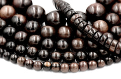 Ebony Wood Beads 4mm, 6mm, 8mm, 10mm, 12mm, 15mm Ebony Rondelle natural wood beads -16 inch strand