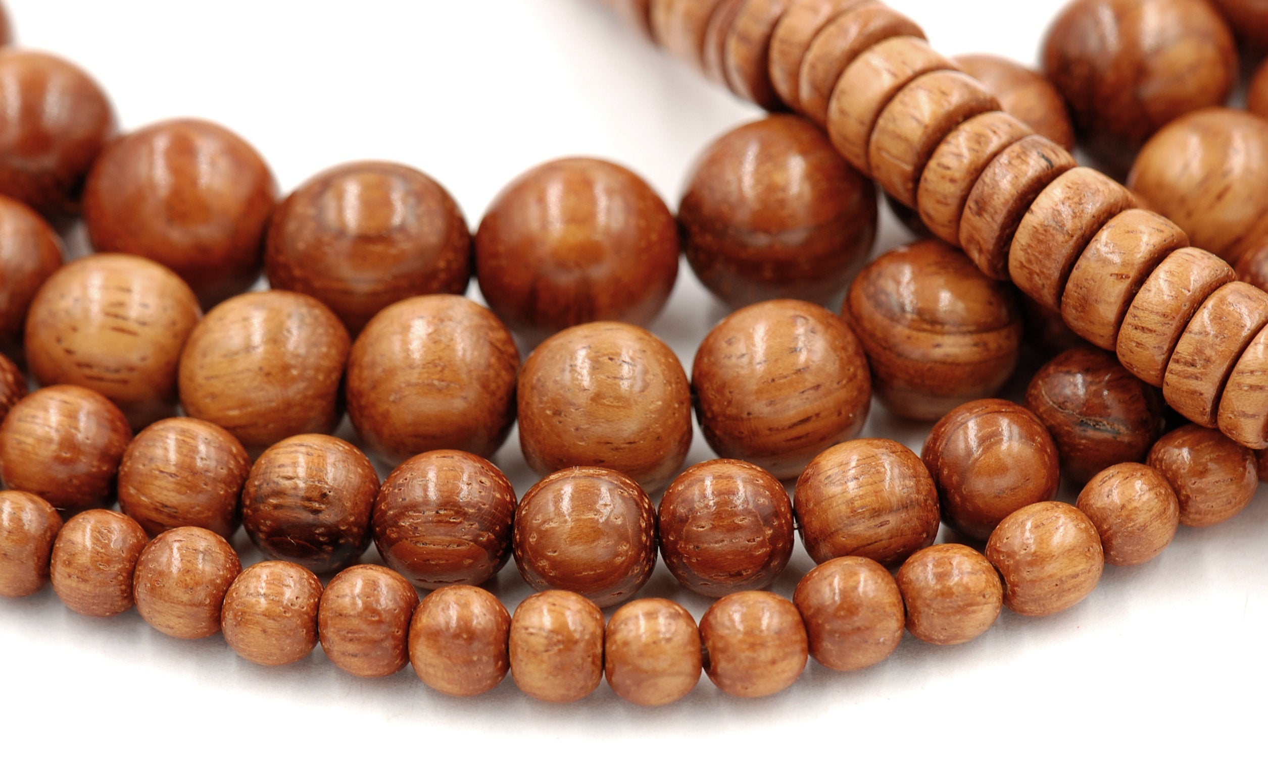 Bayong Wood Beads 4mm, 6mm, 8mm, 10mm, 12mm Bayong Rondelle Brown natural wood beads -16 inch strand