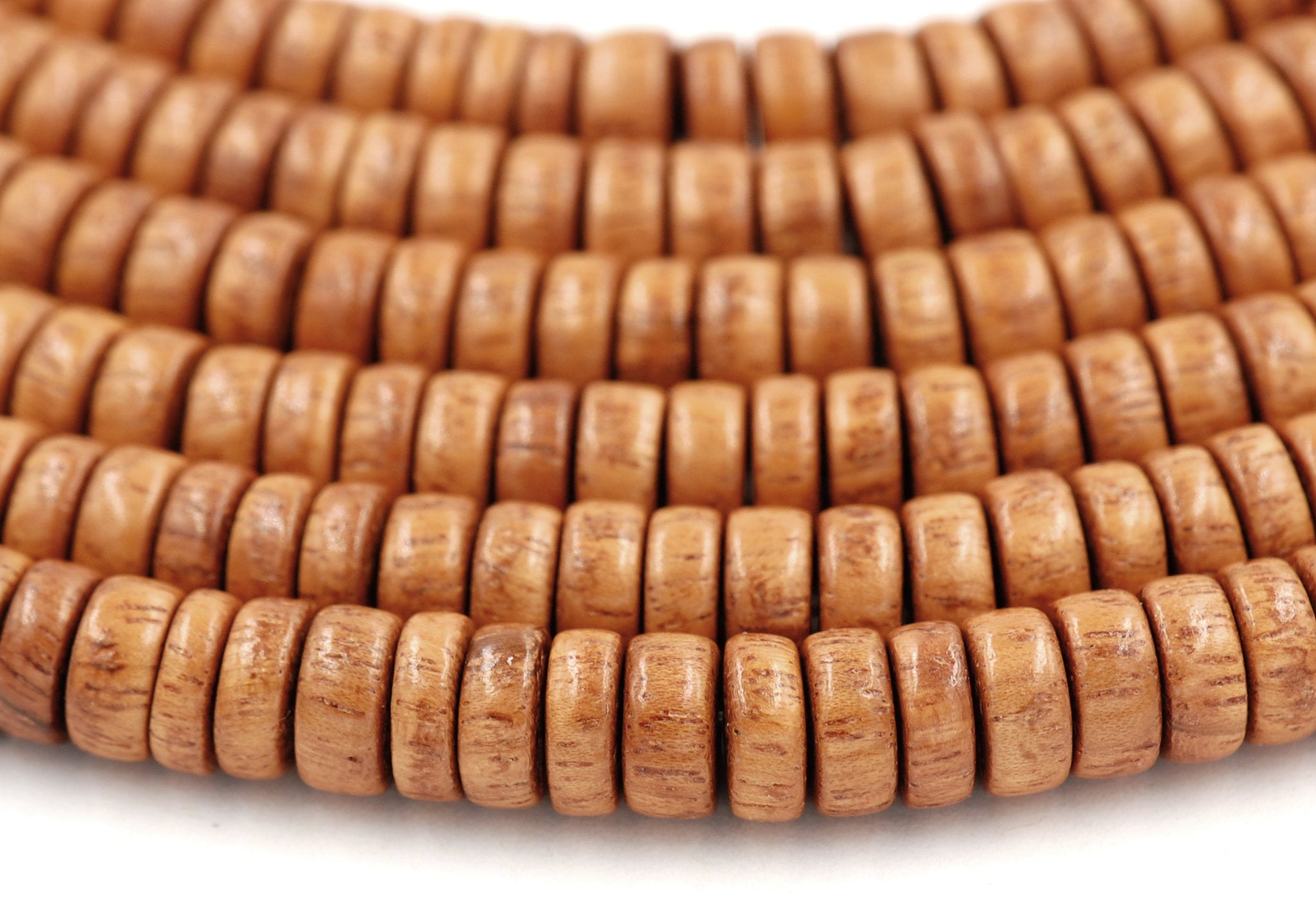 Bayong Wood Beads 4mm, 6mm, 8mm, 10mm, 12mm Bayong Rondelle Brown natural wood beads -16 inch strand