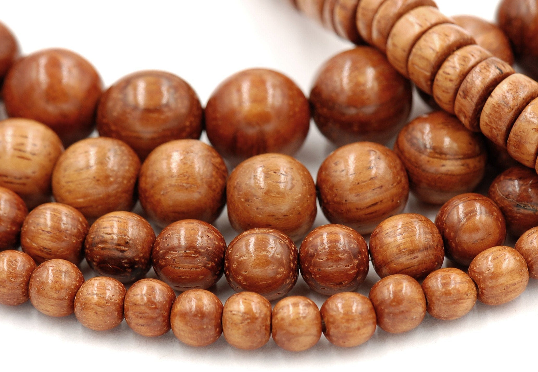 Bayong Wood Beads 4mm, 6mm, 8mm, 10mm, 12mm Bayong Rondelle Brown natural wood beads -16 inch strand