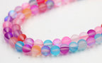 Synthetic Glass Moonstone Iridescent Beads Strands, Rainbow Moonstone Round, 6mm,8mm,10mm,12mm -Full Strand