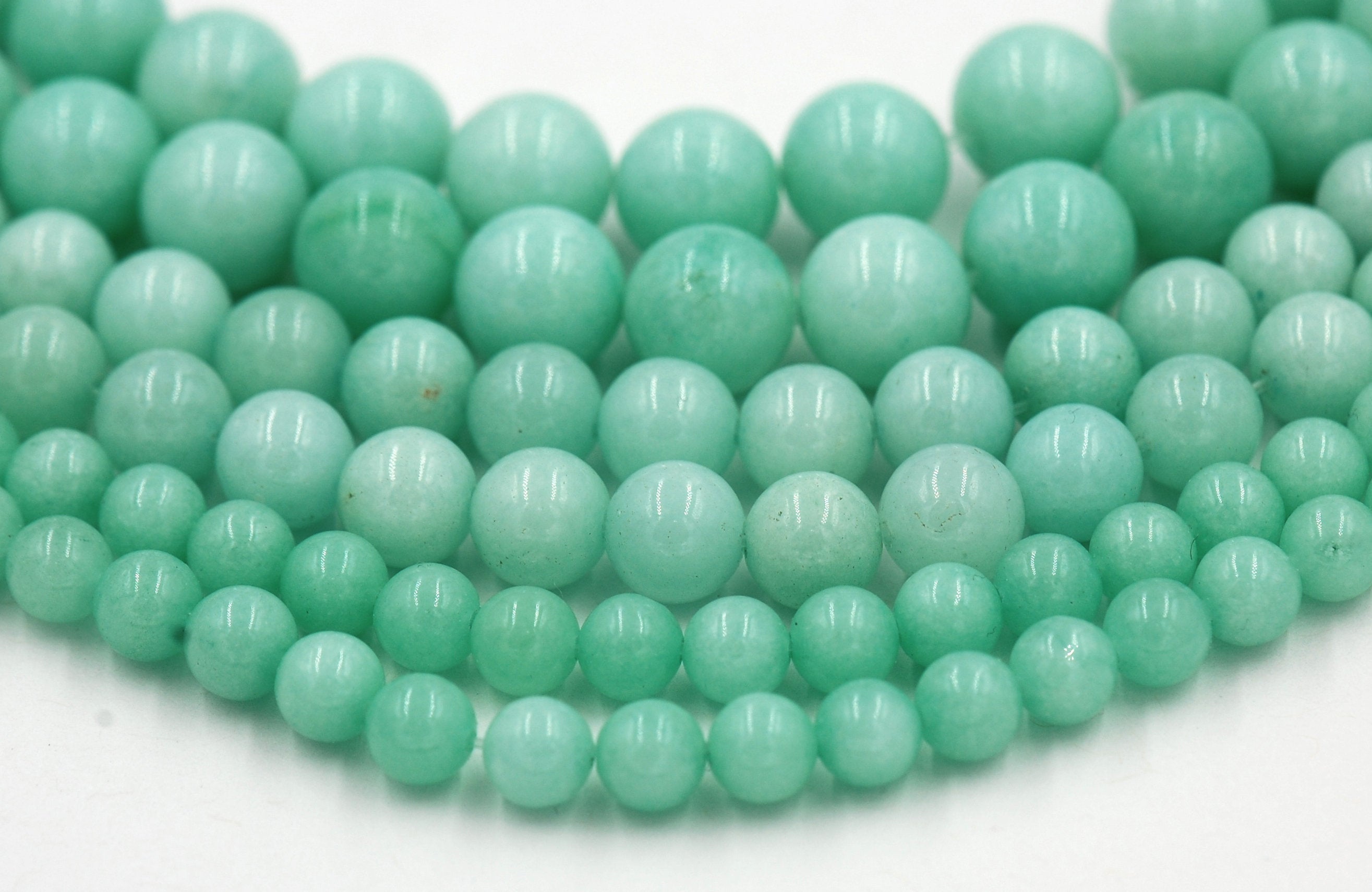 Amazonite Jade 6mm, 8mm, 10mm, 12mm Round Beads - Full Strand