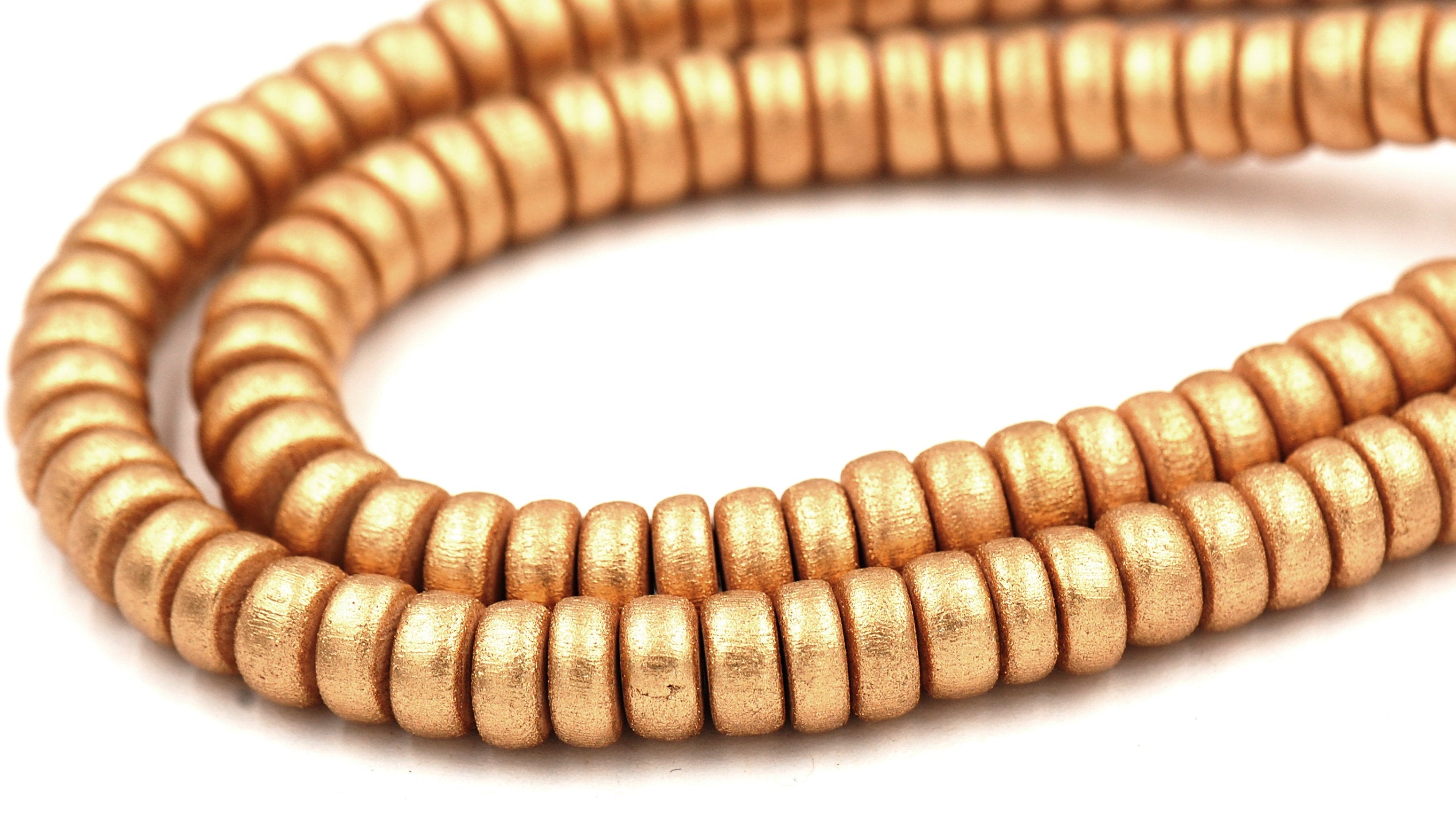 Gold Wood Beads 6mm, 8mm, 10mm, 12mm 16mm Round Gold Wood Rondelle 8x4mm -16 inch strand