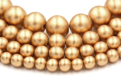 Gold Wood Beads 6mm, 8mm, 10mm, 12mm 16mm Round Gold Wood Rondelle 8x4mm -16 inch strand