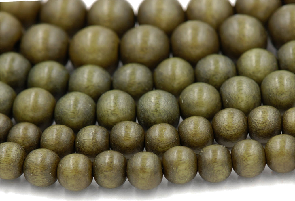 Olive Green Washed Wood 8mm, 10mm, 12mm, Rondelle 8x4mm, Green Rondelle Earth Boho Round Wood Beads -16 inch strand