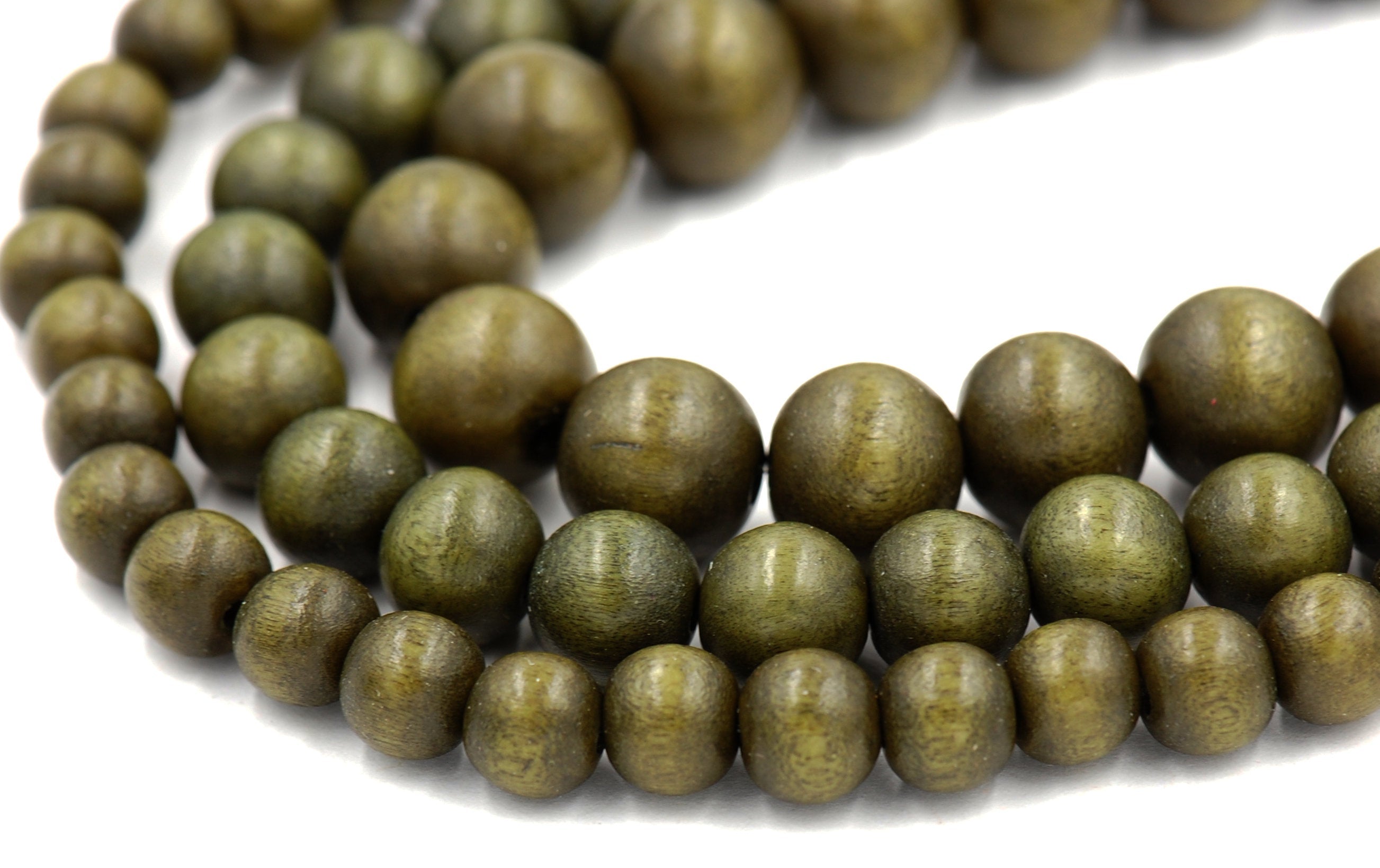 Olive Green Washed Wood 8mm, 10mm, 12mm, Rondelle 8x4mm, Green Rondelle Earth Boho Round Wood Beads -16 inch strand