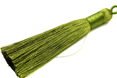 Avocado Green Tassel - 3" Long Nylon Jewelry Loop Tassel - 2pc