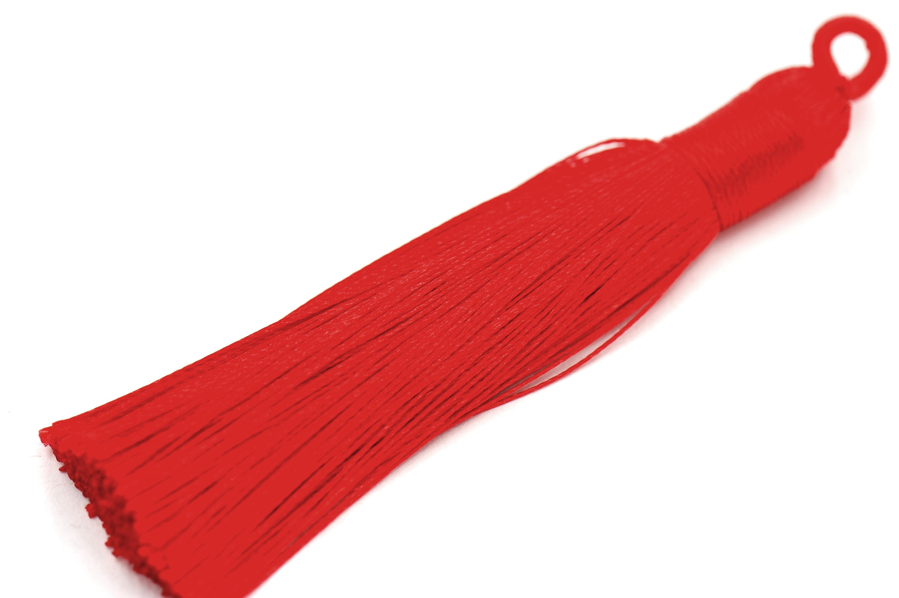 Red Tassel - 3&quot; Long Nylon Jewelry Loop Tassel - 2pc