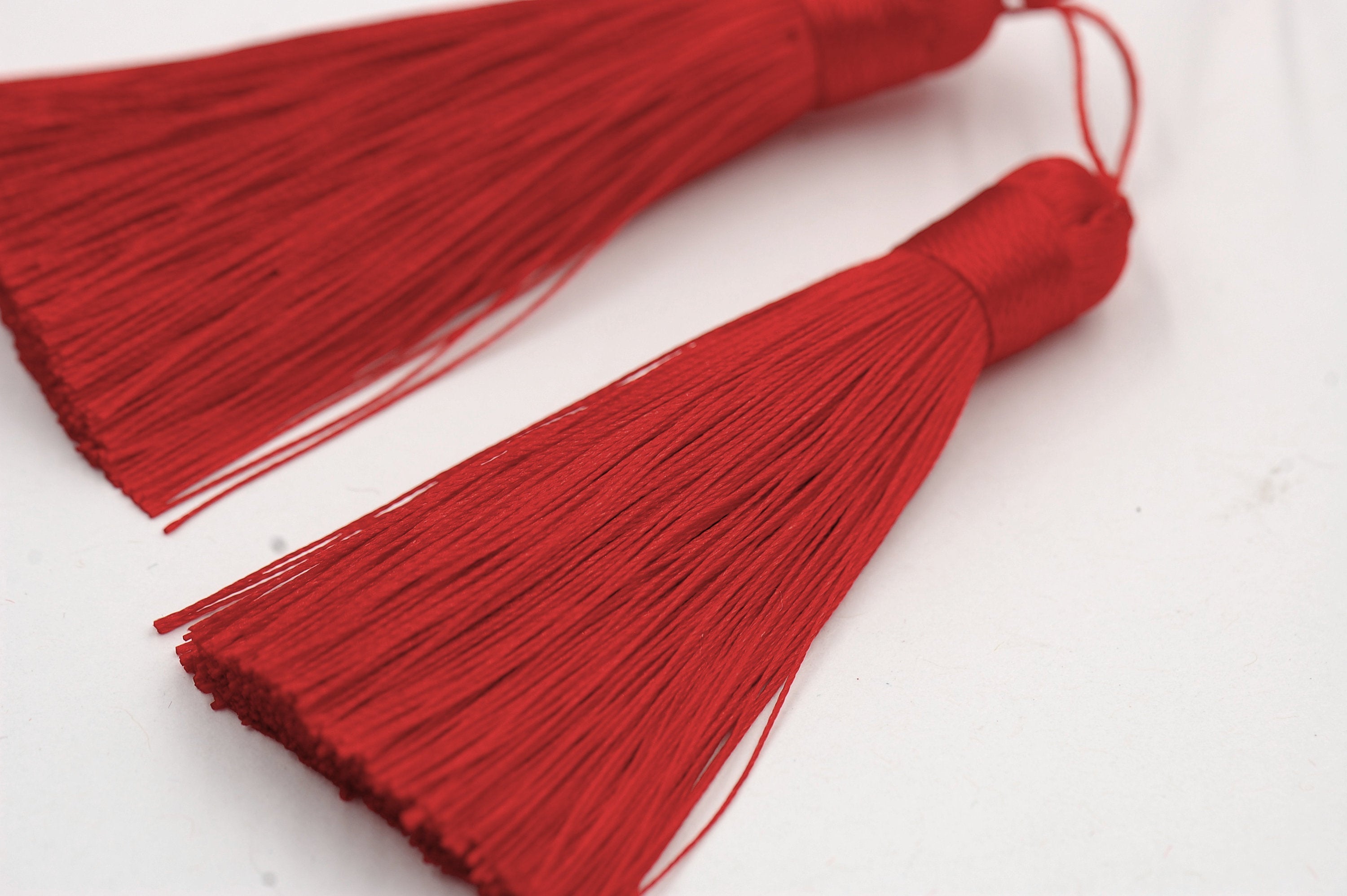 Red Tassel - 3&quot; Long Nylon Jewelry Tassel - 2pc