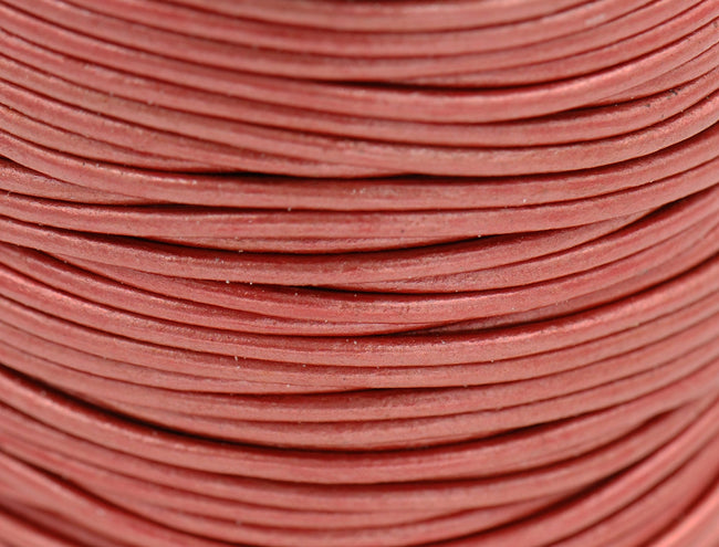 Metallic Moroccan Red Spice Leather 2mm Cord 3 Yards / 9 Feet / 2.74 Meters Hover Image