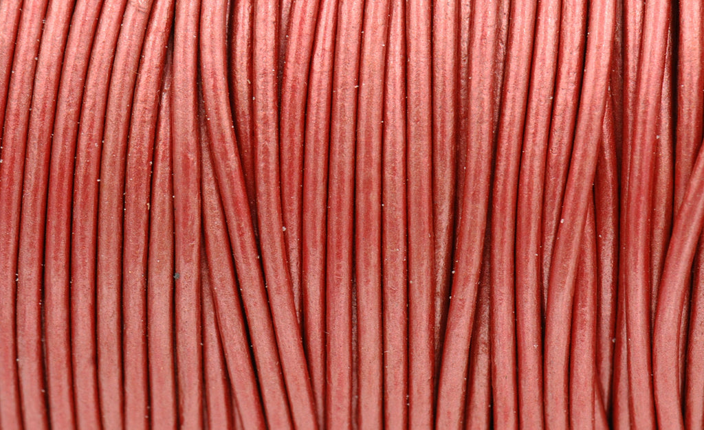 Metallic Moroccan Red Spice Leather 2mm Cord 3 Yards / 9 Feet / 2.74 Meters