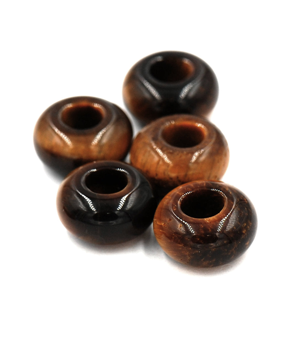 Large Hole Tigereye, European Beads, Tigereye (AA Grade) Round 14mm