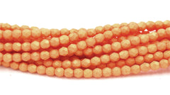 Pacifica -Tangerine Czech Glass Faceted Bead 4mm Round - 50 Pc
